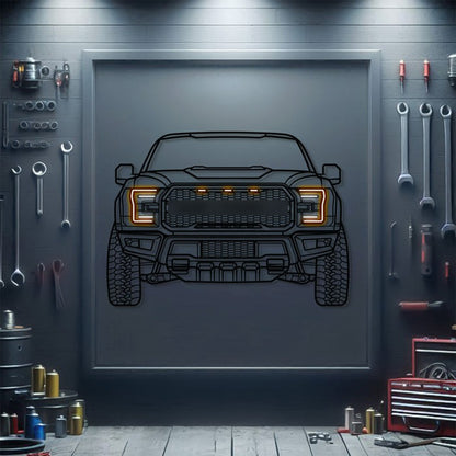 Ford F‑150 front-view metal neon wall art – laser‑cut steel décor for fans of America’s best‑selling pickup