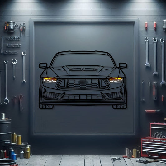 Ford Mustang front silhouette neon wall art – ready-to-hang automotive décor ideal for garage, living room, or office
