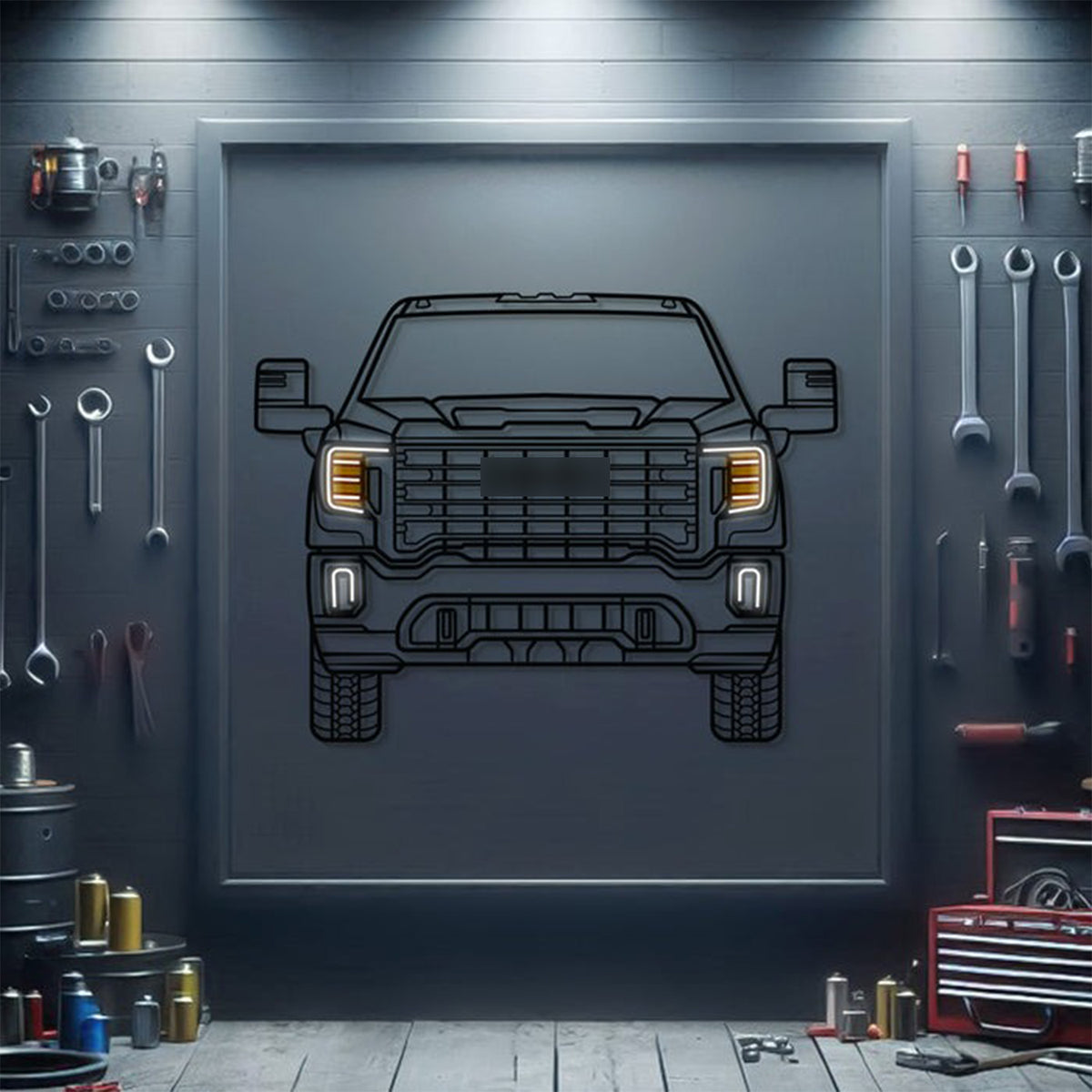 Ford Sierra front-view metal neon wall art – laser‑cut steel décor for vintage ‘80s performance car enthusiasts