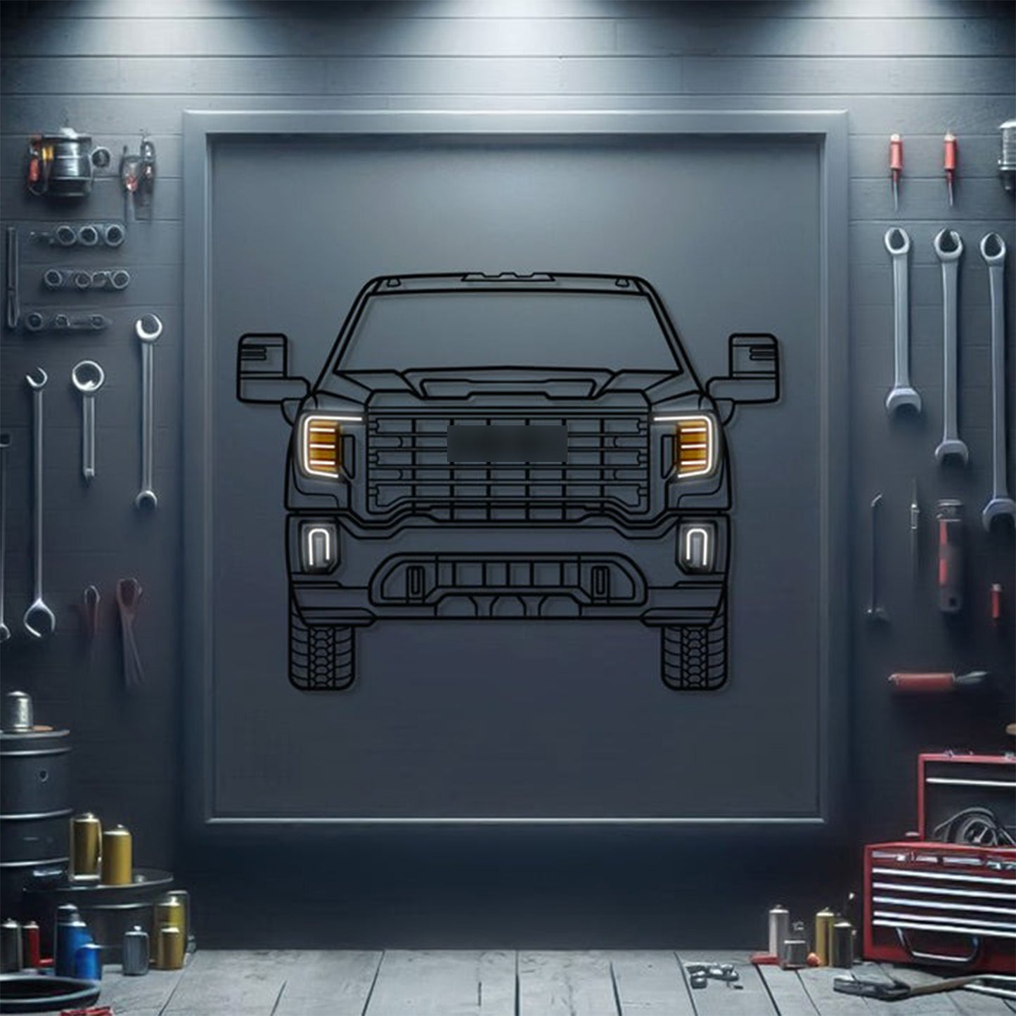 Ford Sierra front-view metal neon wall art – laser‑cut steel décor for vintage ‘80s performance car enthusiasts