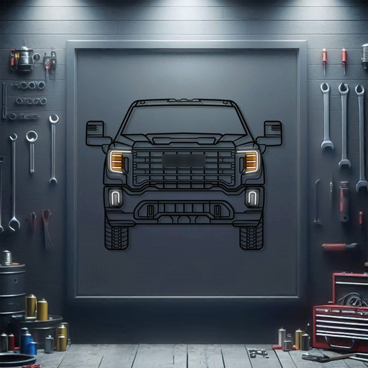 Ford Sierra front-view metal neon wall art – laser‑cut steel décor for vintage ‘80s performance car enthusiasts