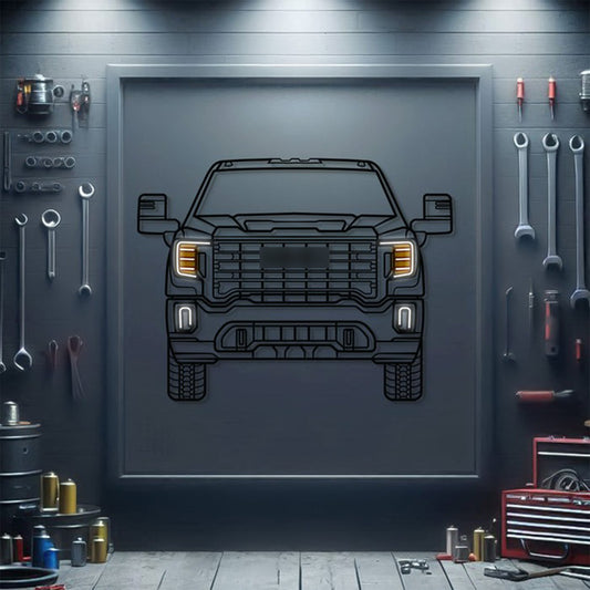 Ford Sierra front-view metal neon wall art – laser‑cut steel décor for vintage ‘80s performance car enthusiasts