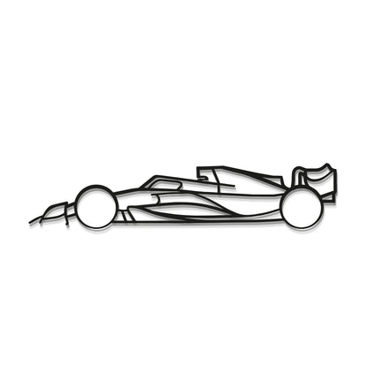 Hallway transformed by Formula 1 2022 metal piece showcasing motorsport precision and speed