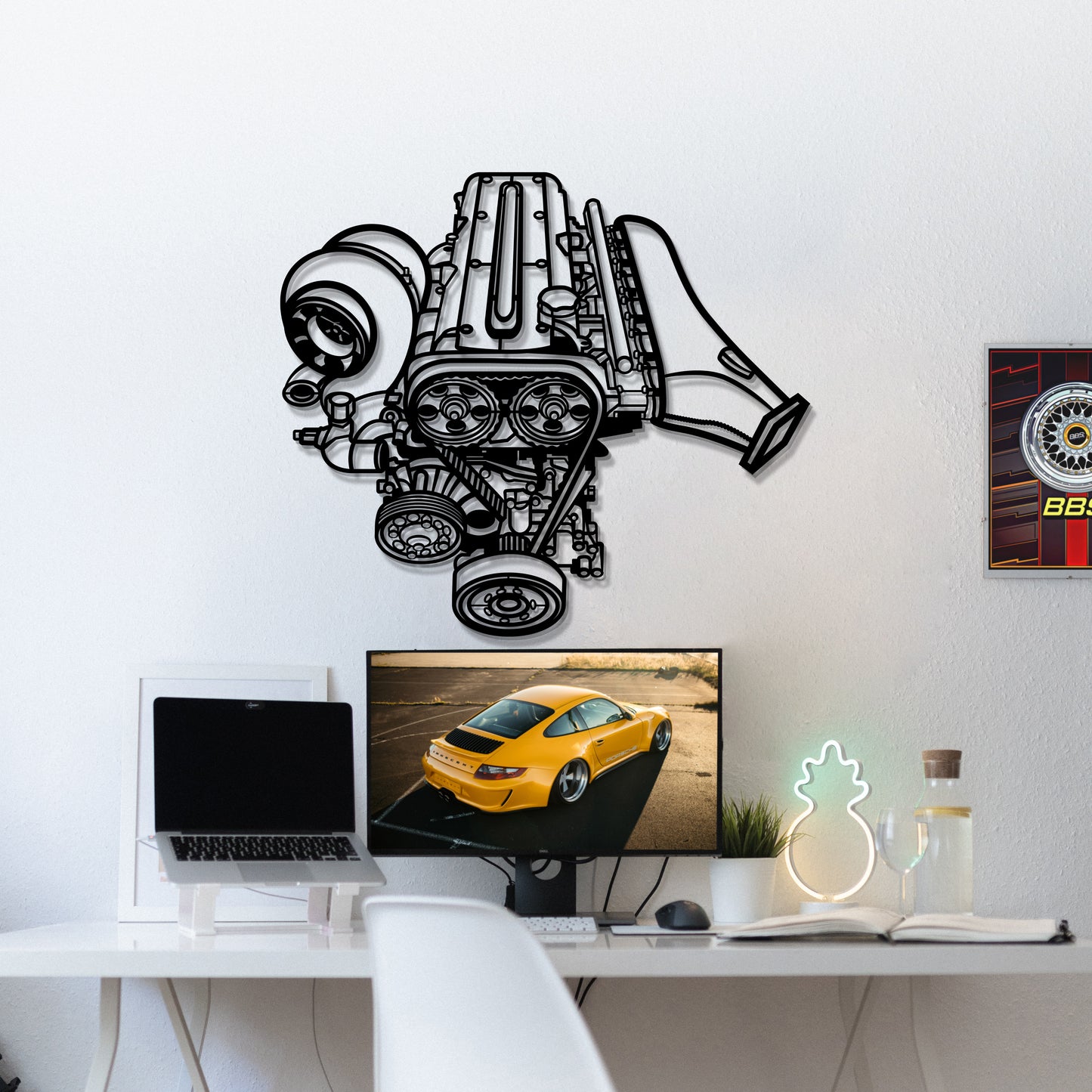 2JZ engine minimalist metal silhouette décor