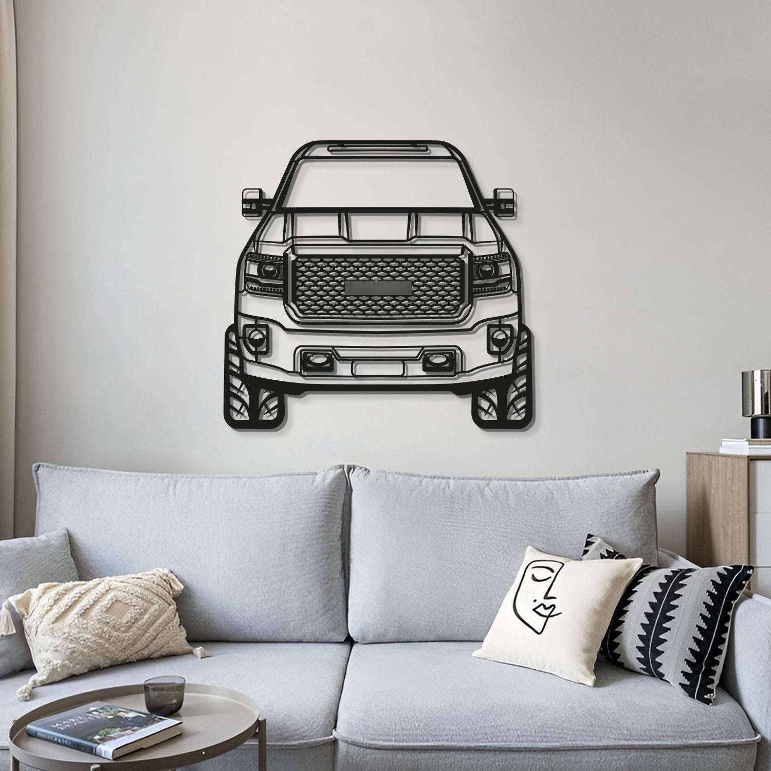 Laser cut metal wall art with GMC Denali Sierra 3500HD 2016 for modern living room décor