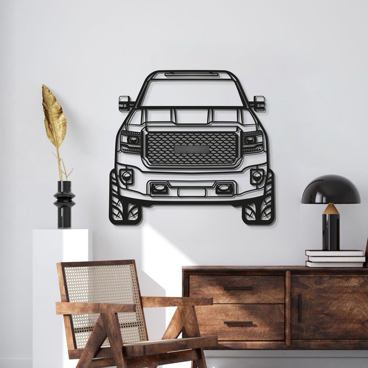 Matte finish wall art showcasing GMC Denali Sierra 3500HD 2016 enriching hallway ambiance