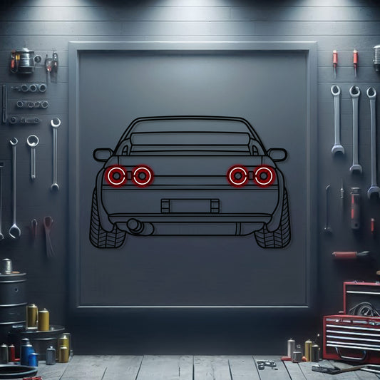 Nissan Skyline GT‑R R32 rear view metal neon wall art – laser‑cut steel décor honoring the original Godzilla supercar