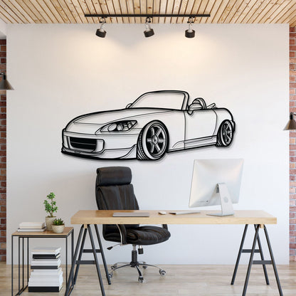 Honda S2000 perspective metal wall art – JDM sports roadster silhouette décor
