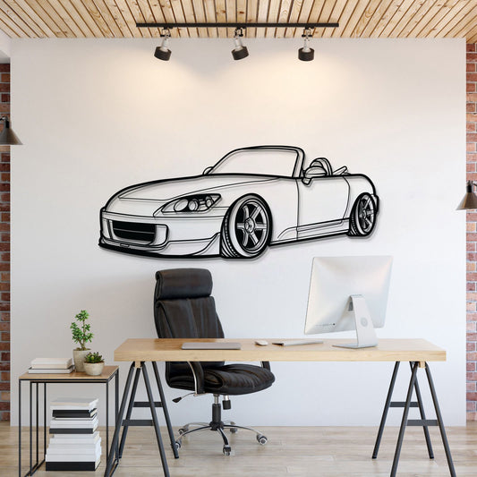 Honda S2000 perspective metal wall art – JDM sports roadster silhouette décor