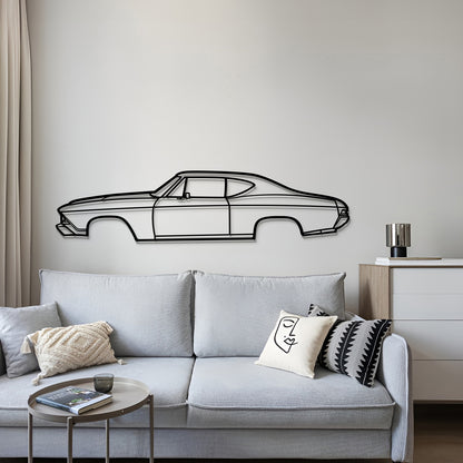 Collector edition 1968 Chevrolet Chevelle SS metal wall art – durable 2 mm laser‑cut steel with 3D elevation effect 