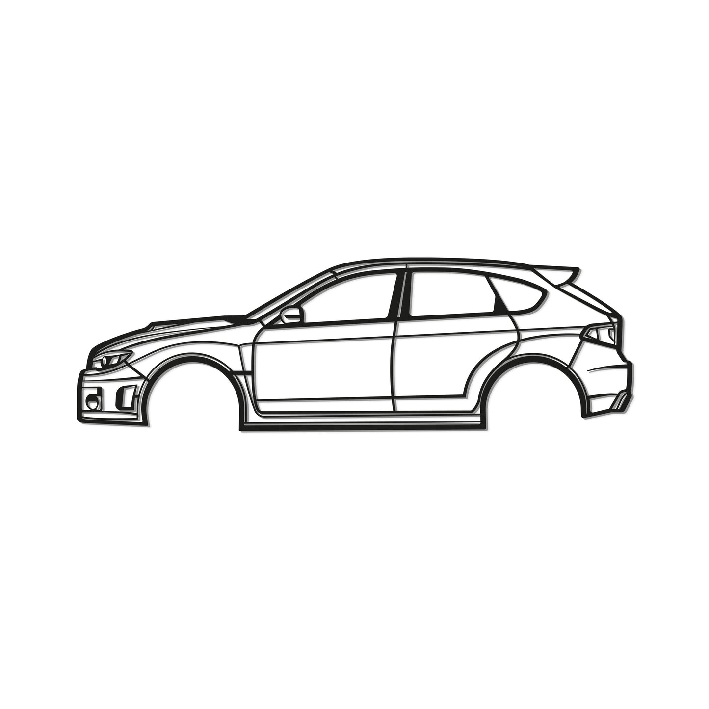 Sleek décor featuring Subaru WRX STI Hatchback 2013 metal wall art adding motorsport flair