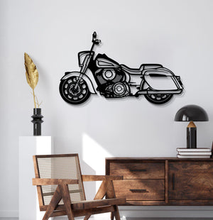Garage wall styled with Indian Springfield Dark Horse silhouette décor evokes iconic American motorcycle heritage