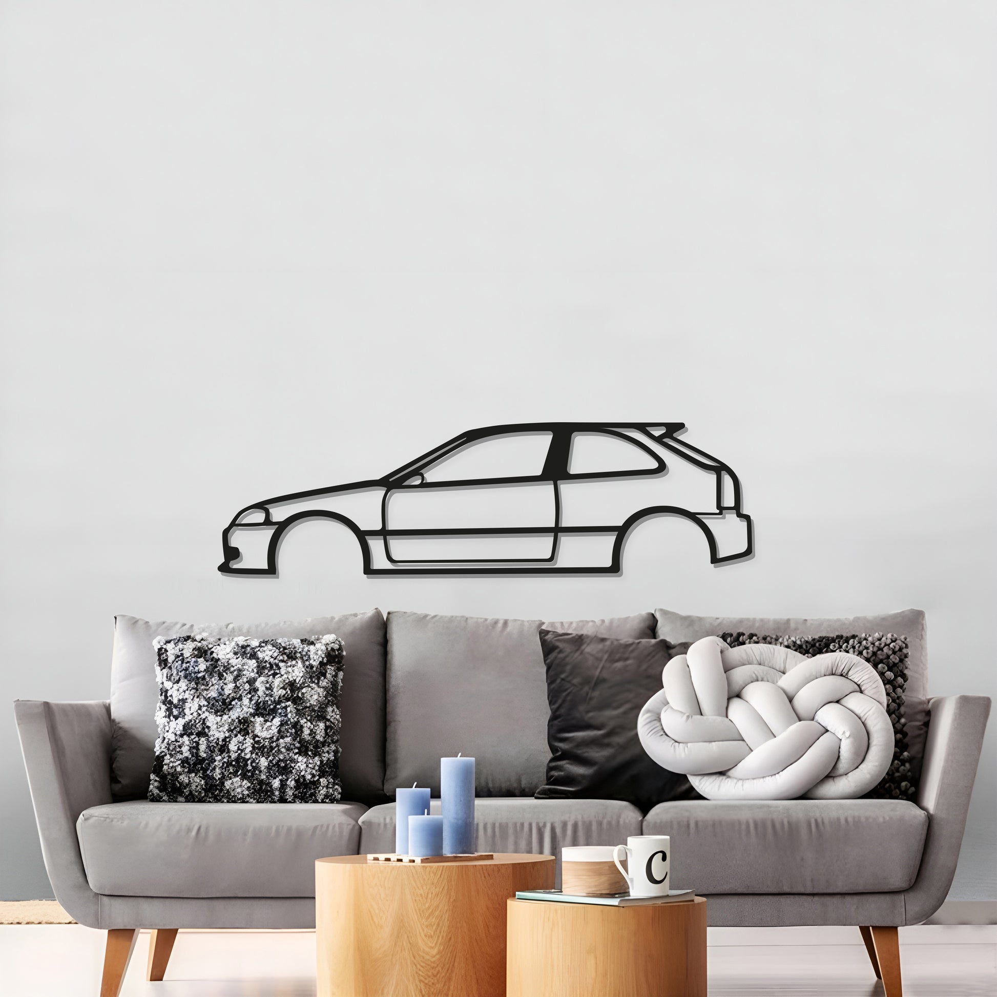 Honda Civic EK floating metal wall sculpture brings tuner culture flair to an office space