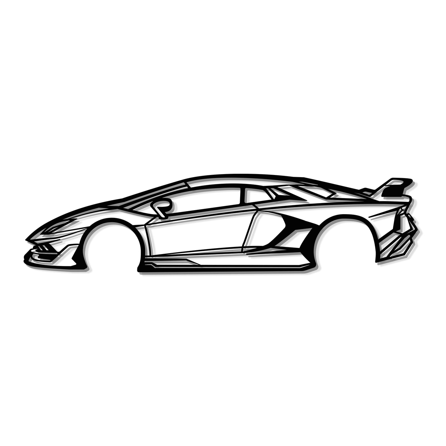 Bedroom décor elevated with Aventador SVJ metal car silhouette in matte finish
