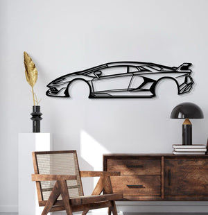 Garage wall styled with Aventador SVJ laser-cut silhouette captures Lamborghini’s aerodynamic mastery