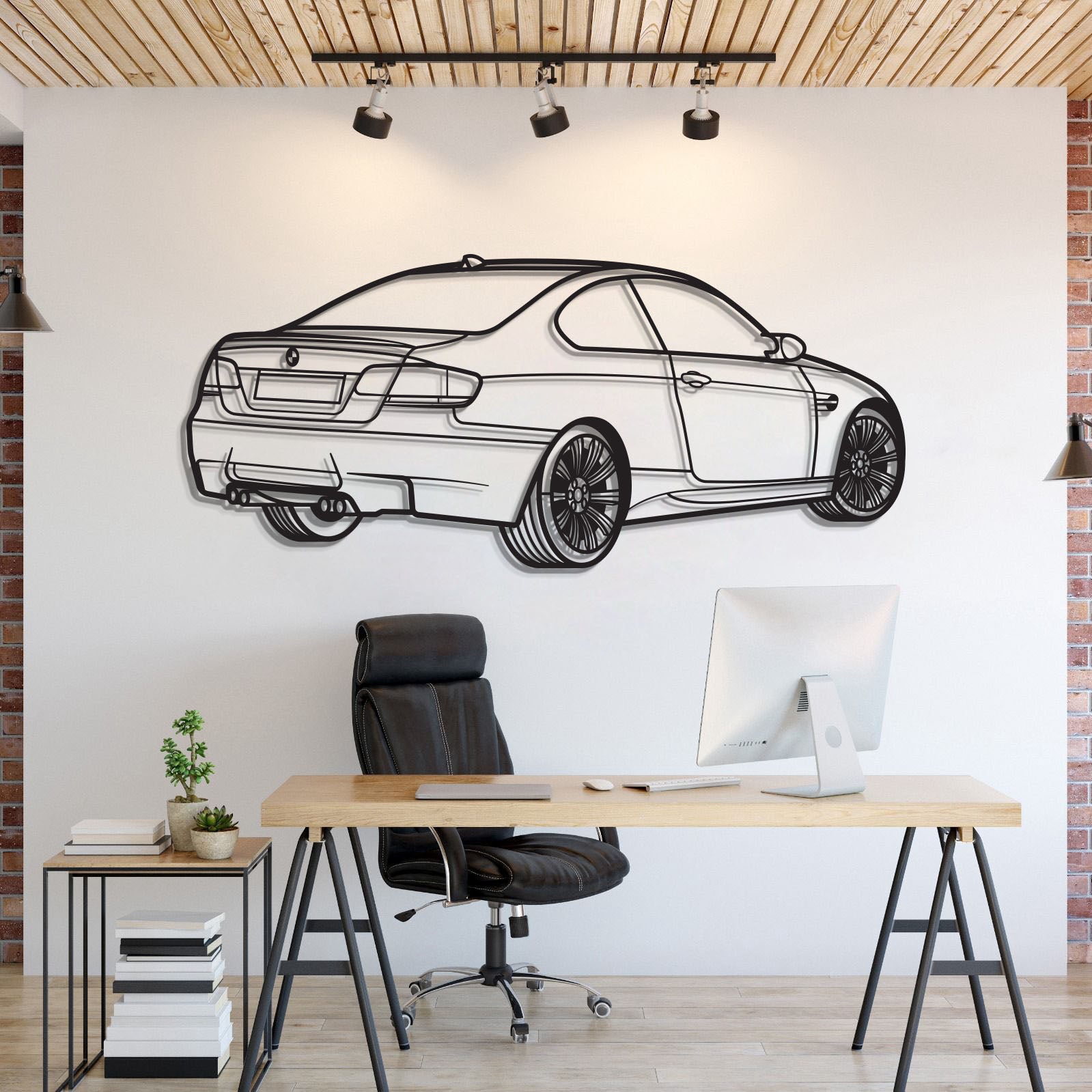 E92 Back Perspective Metal Car Wall Art - MT1300