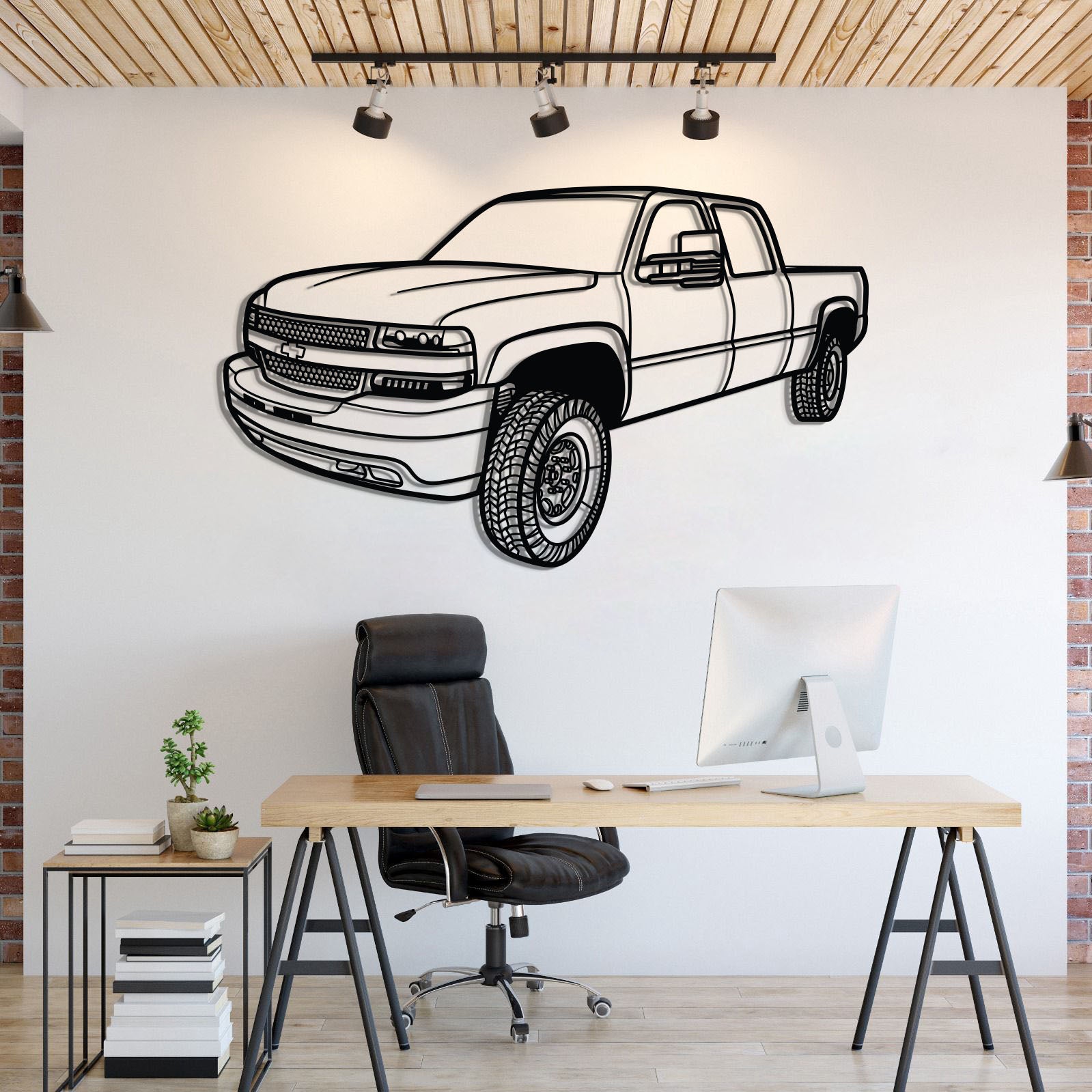 2002 Silverado 2500 Perspective Metal Car Wall Art - MT1297