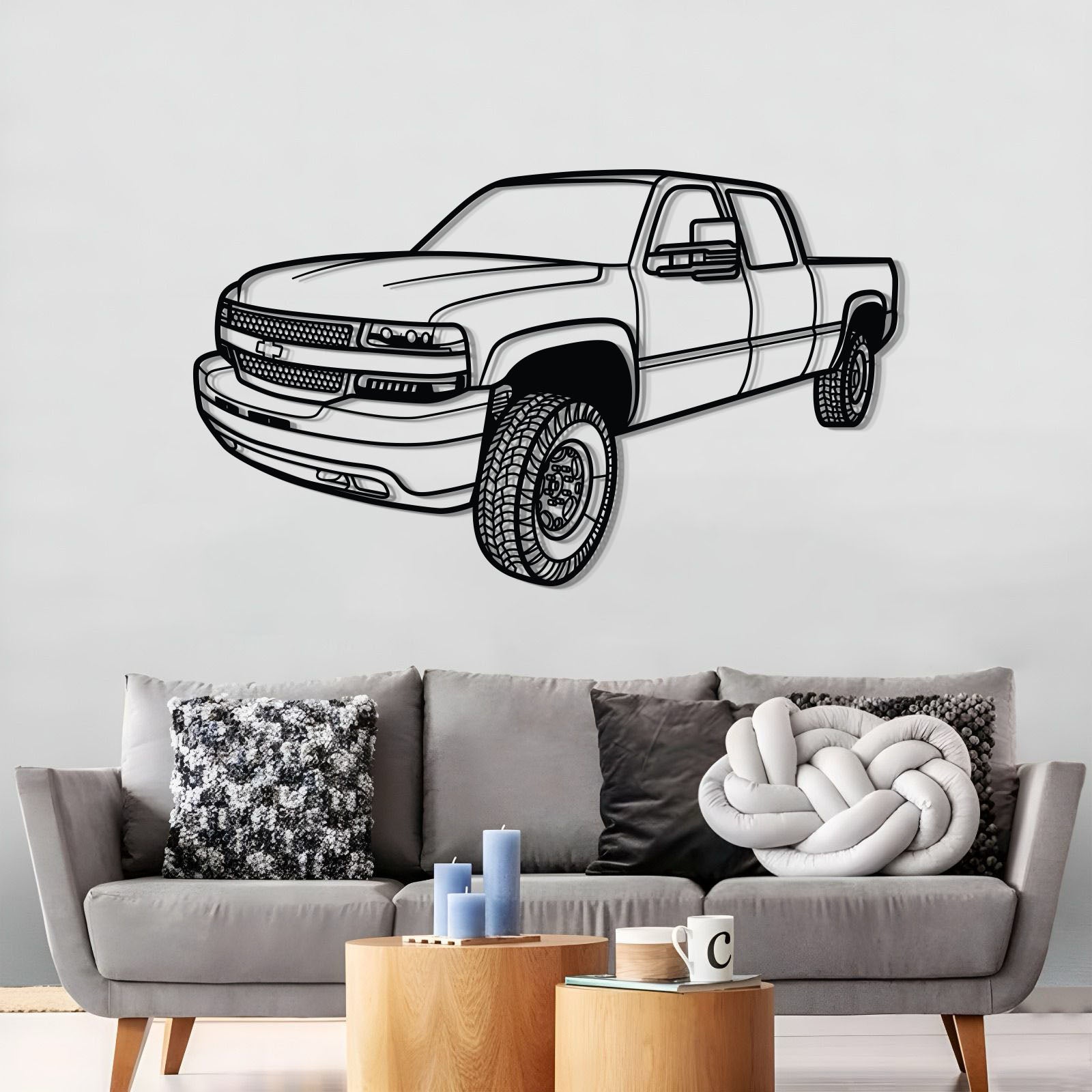 2002 Silverado 2500 Perspective Metal Car Wall Art - MT1297