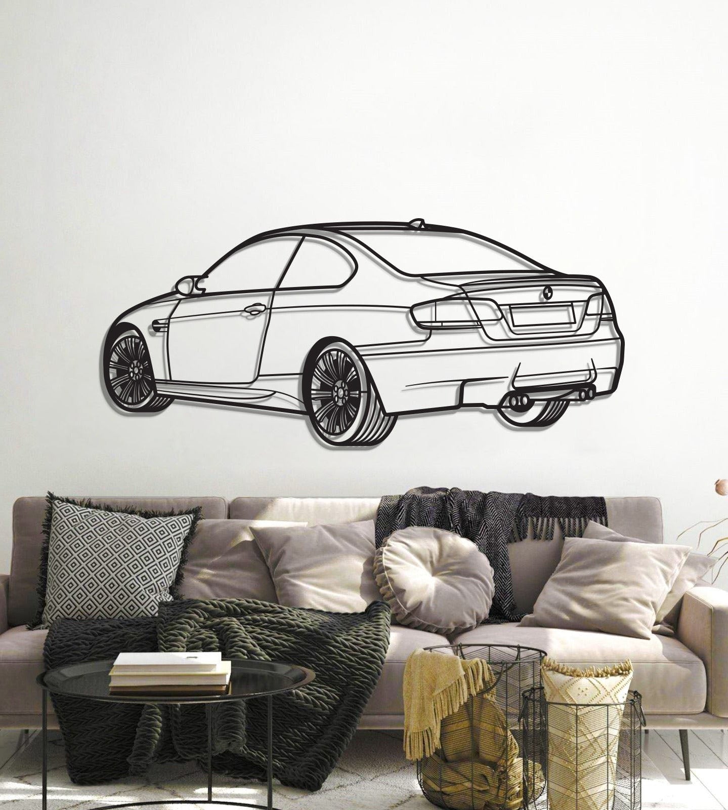 E92 Back Perspective Metal Car Wall Art - MT1300