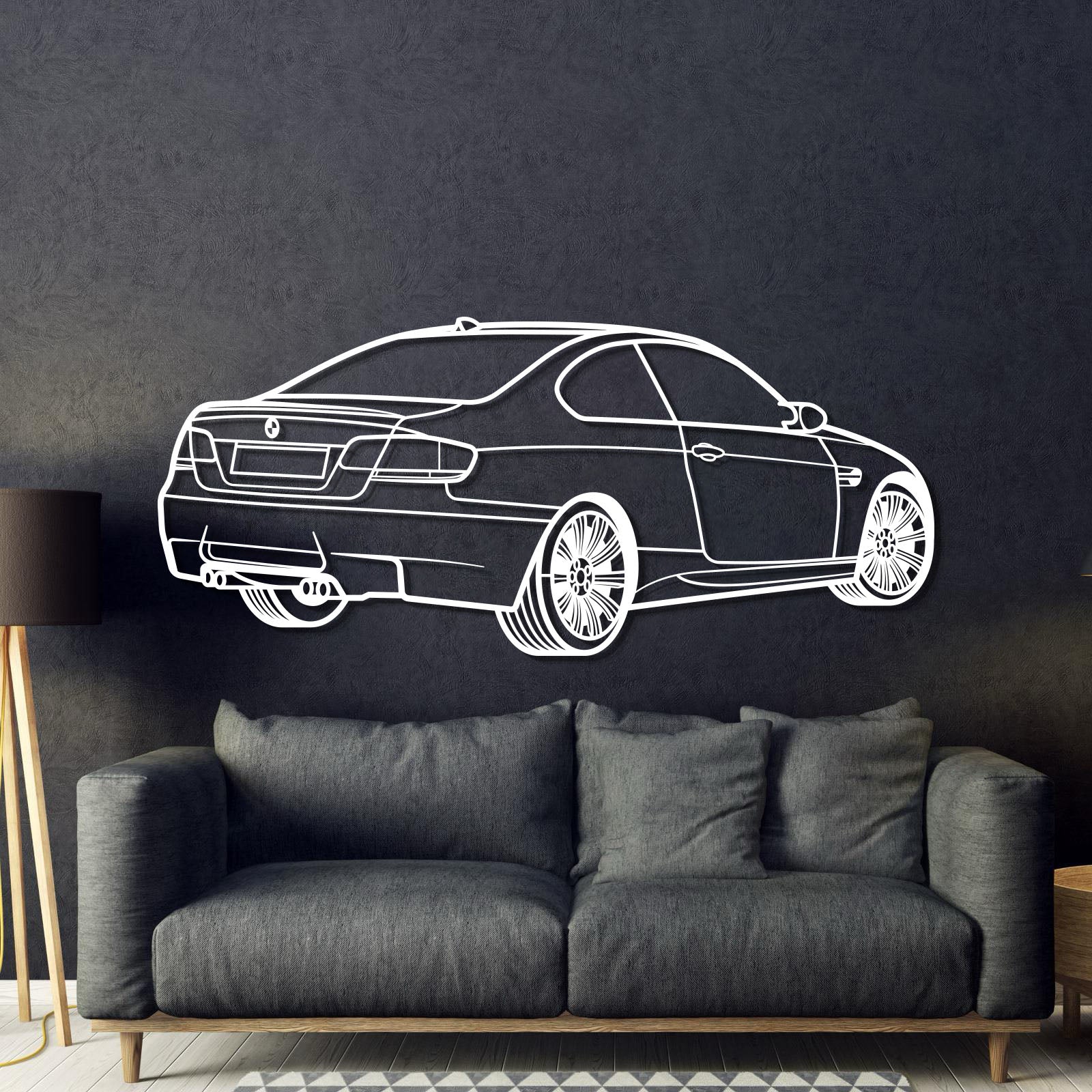 E92 Back Perspective Metal Car Wall Art - MT1300
