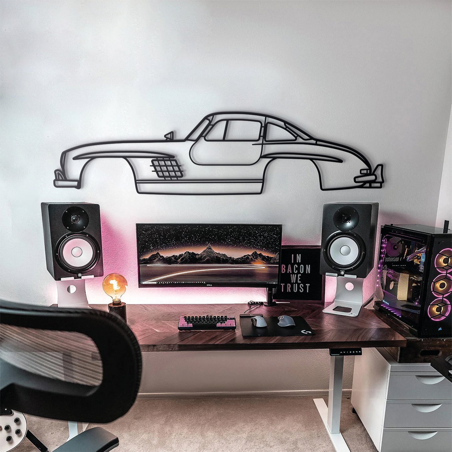Handcrafted metal wall art of the 1954 Mercedes-Benz 300 SL Coupe
