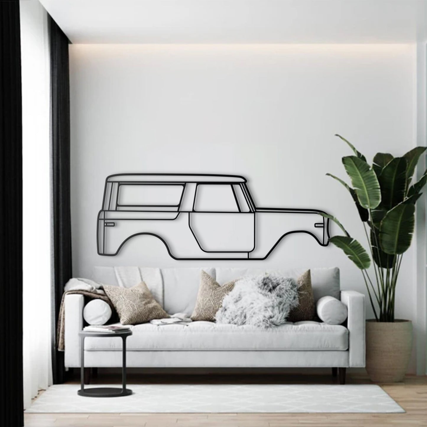 Laser‑cut steel 1970 Scout 800A wall art – powder‑coated with 3D elevation effect from wall 