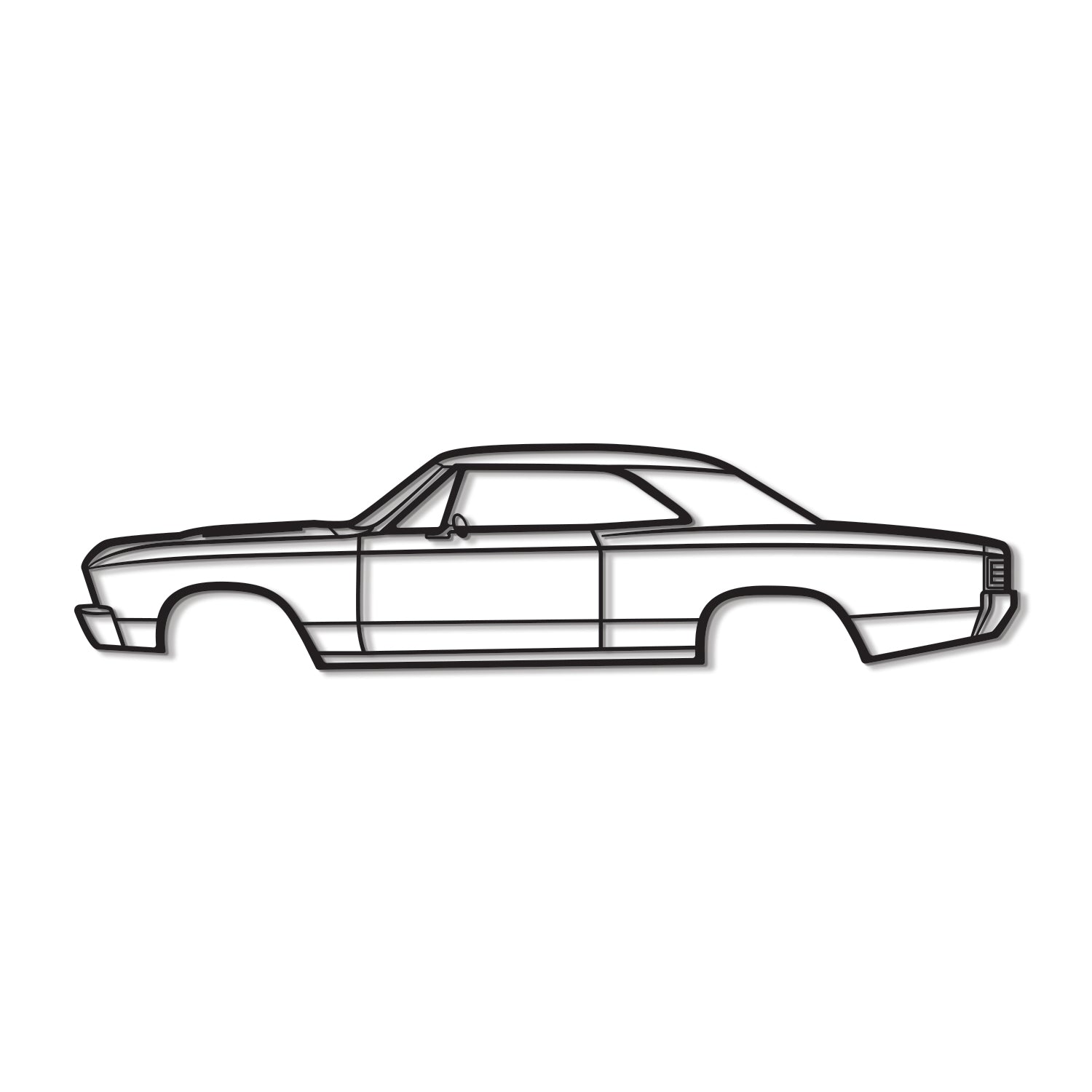 1967 Chevrolet Chevelle metal wall art – raised 1 cm off the wall with hidden screws for a 3D effect 