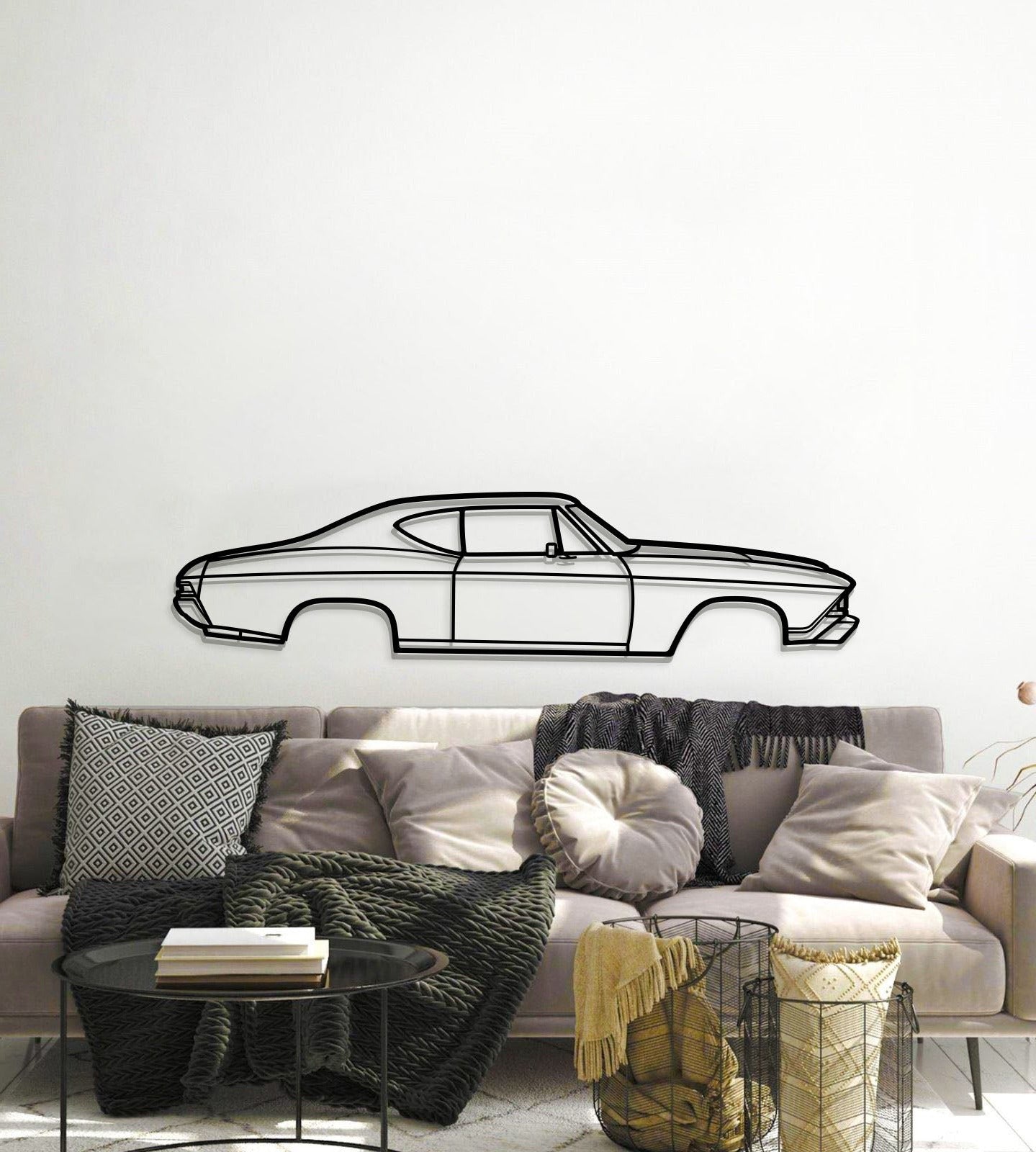 Minimalist 1968 Chevelle SS silhouette – sleek wall décor capturing classic muscle car spirit