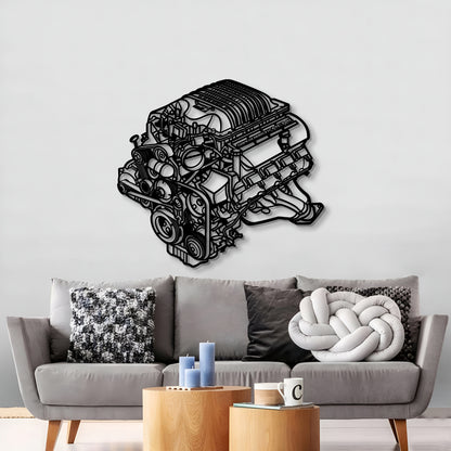 Minimalist metal silhouette of 2018 Challenger engine block