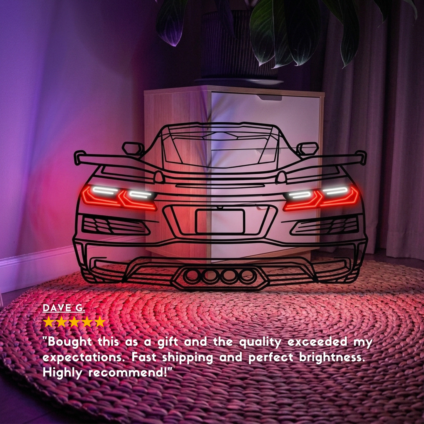 2024 Z06 C8 Corvette Back View Metal Neon Car Wall Art -MTN0256