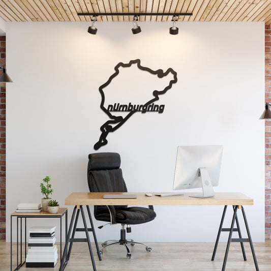 Nürburgring Nordschleife metal wall art – precision laser‑cut circuit layout for motorsport décor