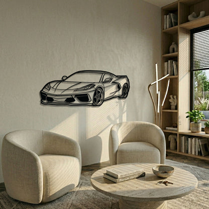 Corvette C8 Perspective Metal Car Wall Art - MT1125