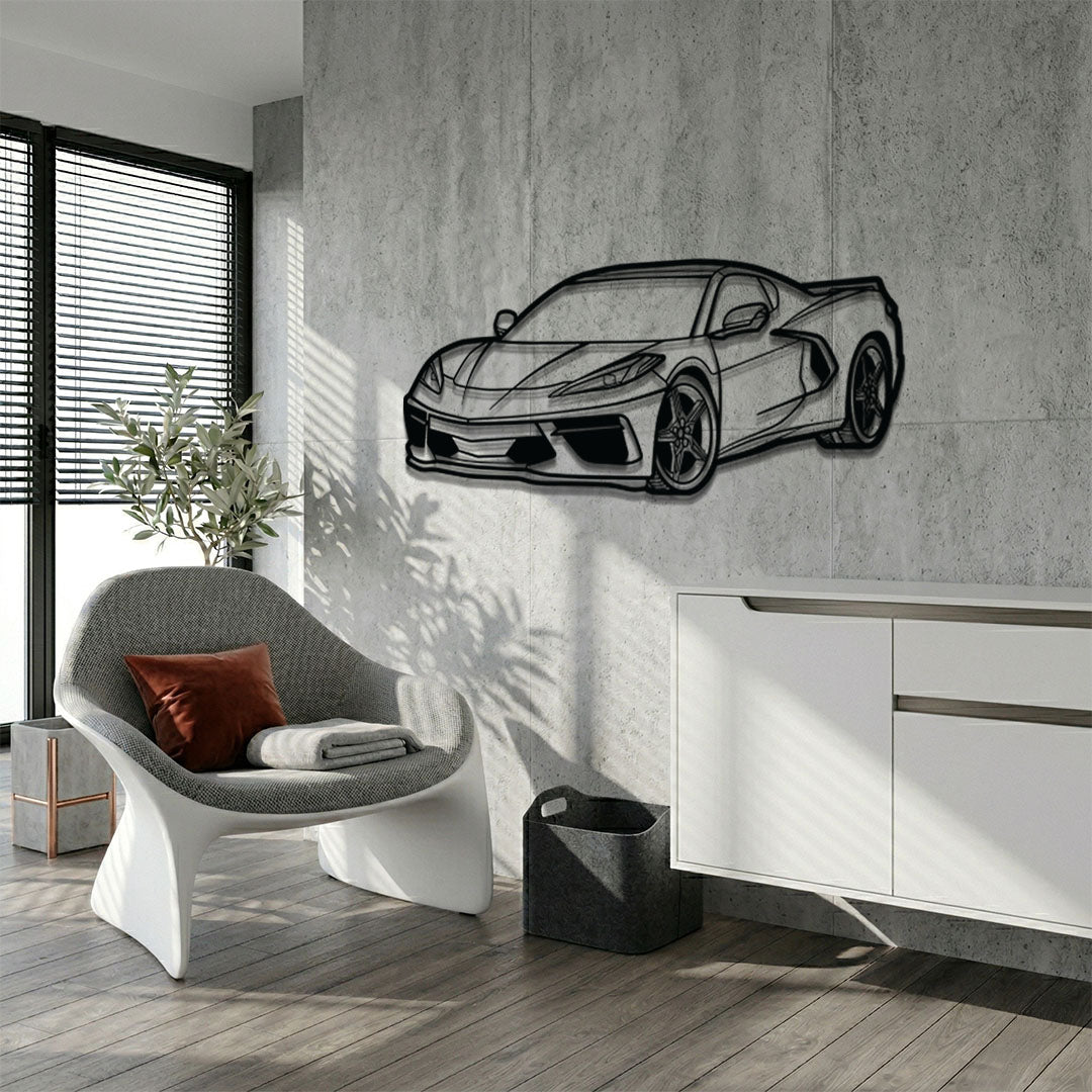 Corvette C8 Perspective Metal Car Wall Art - MT1125