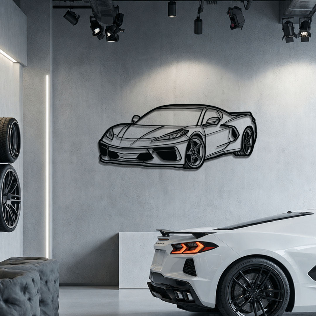 Corvette C8 Perspective Metal Car Wall Art - MT1125