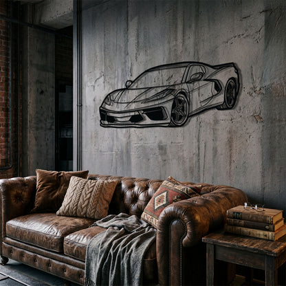 Corvette C8 Perspective Metal Car Wall Art - MT1125
