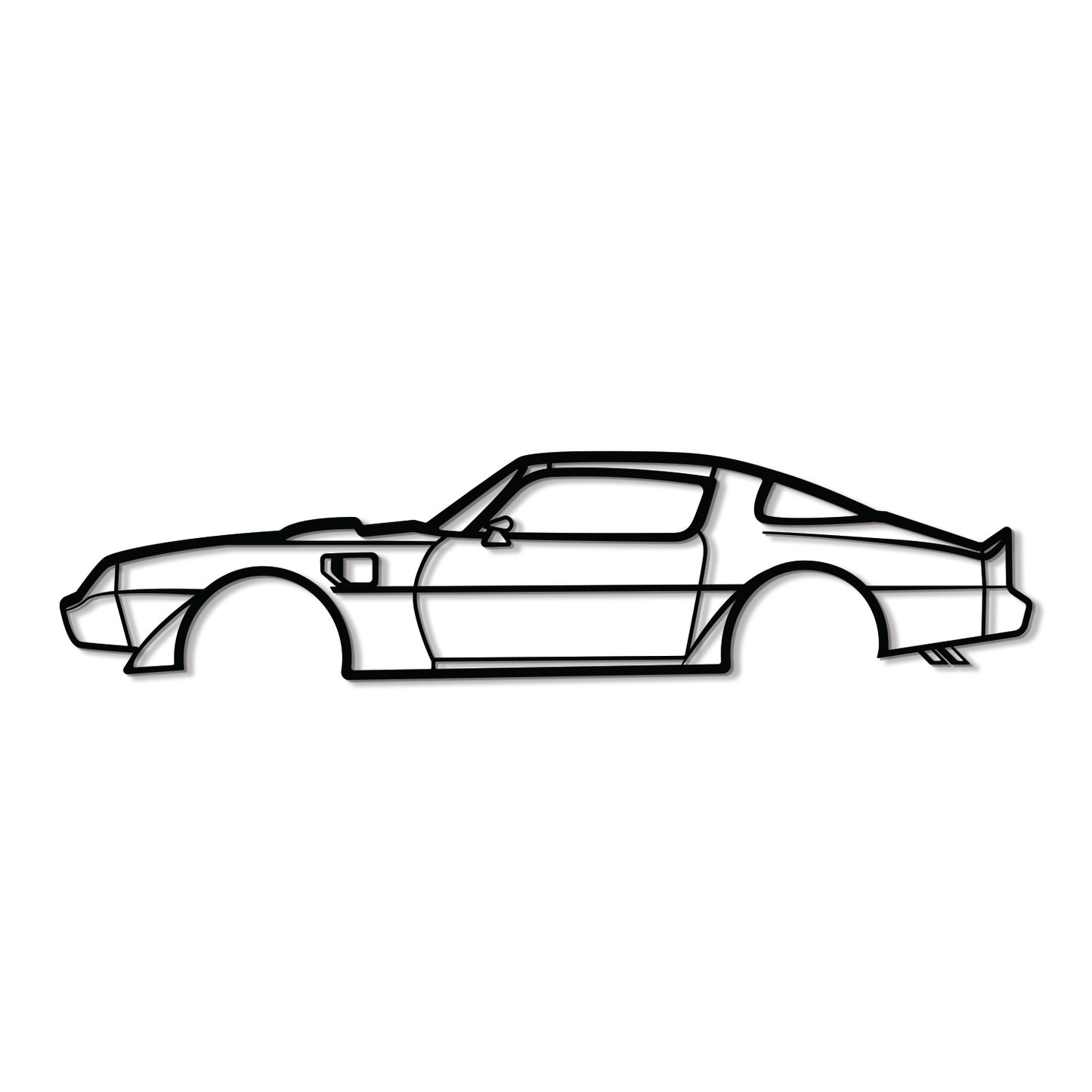 1979 Pontiac Trans Am powder-coated metal piece mounted above a desk for nostalgic flair