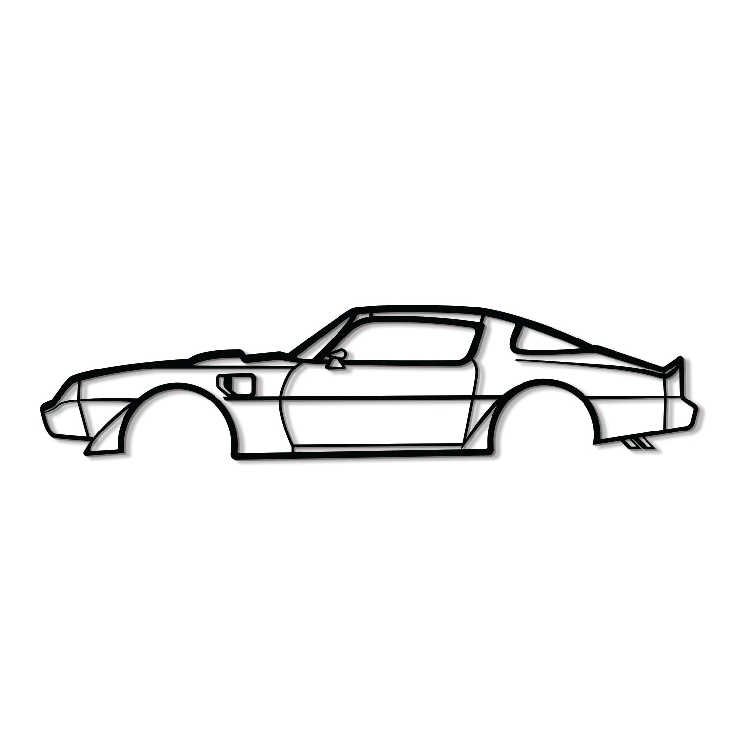 1979 Pontiac Trans Am powder-coated metal piece mounted above a desk for nostalgic flair