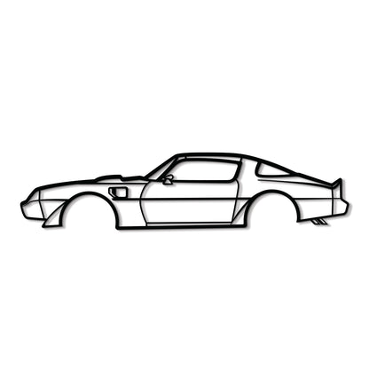 1979 Pontiac Trans Am powder-coated metal piece mounted above a desk for nostalgic flair