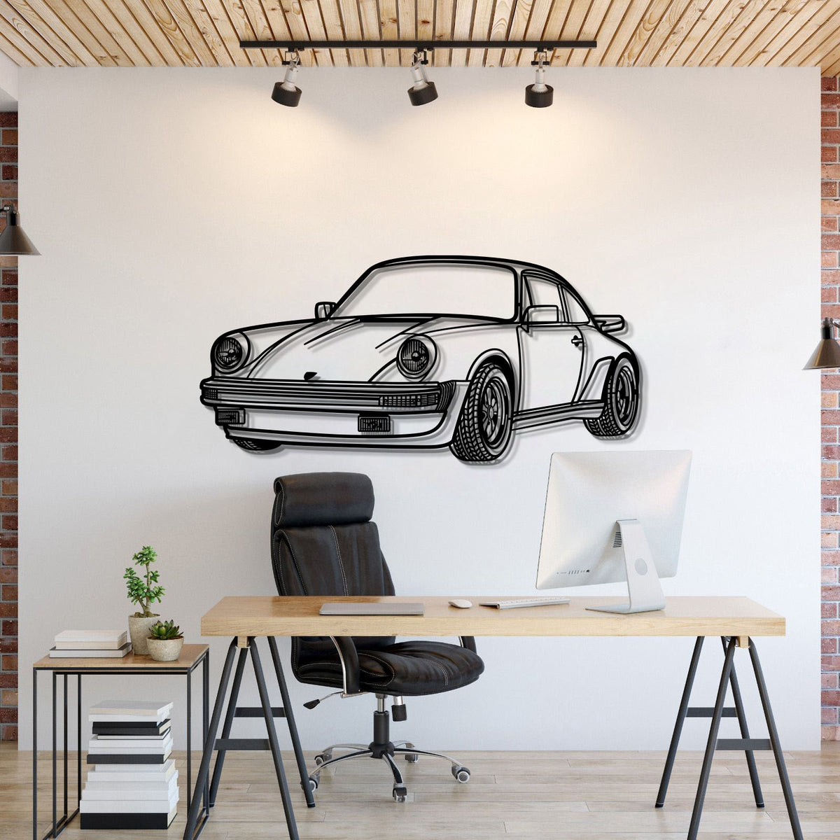 2010 911 930 perspective metal wall art laser cut steel silhouette