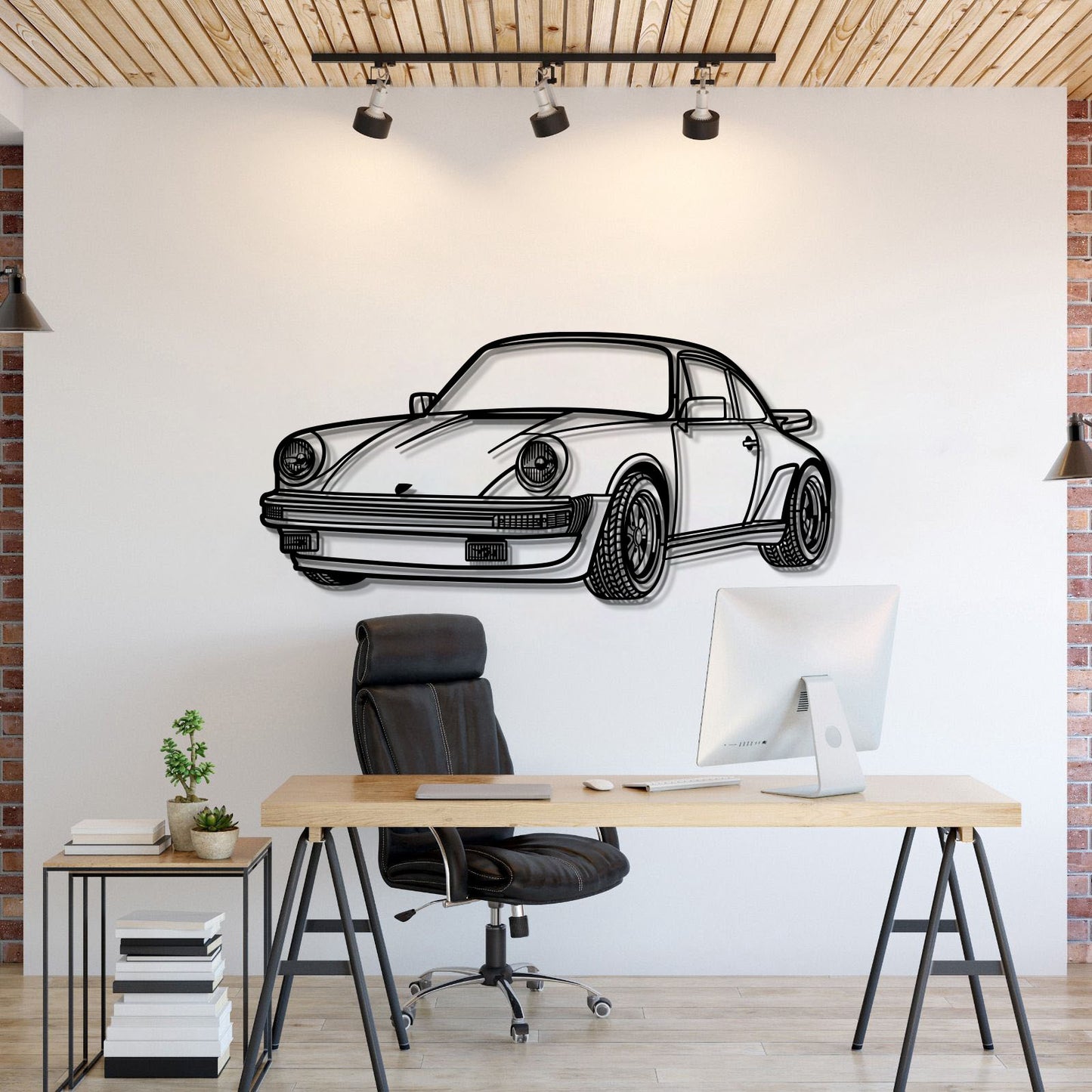 2010 911 930 perspective metal wall art laser cut steel silhouette