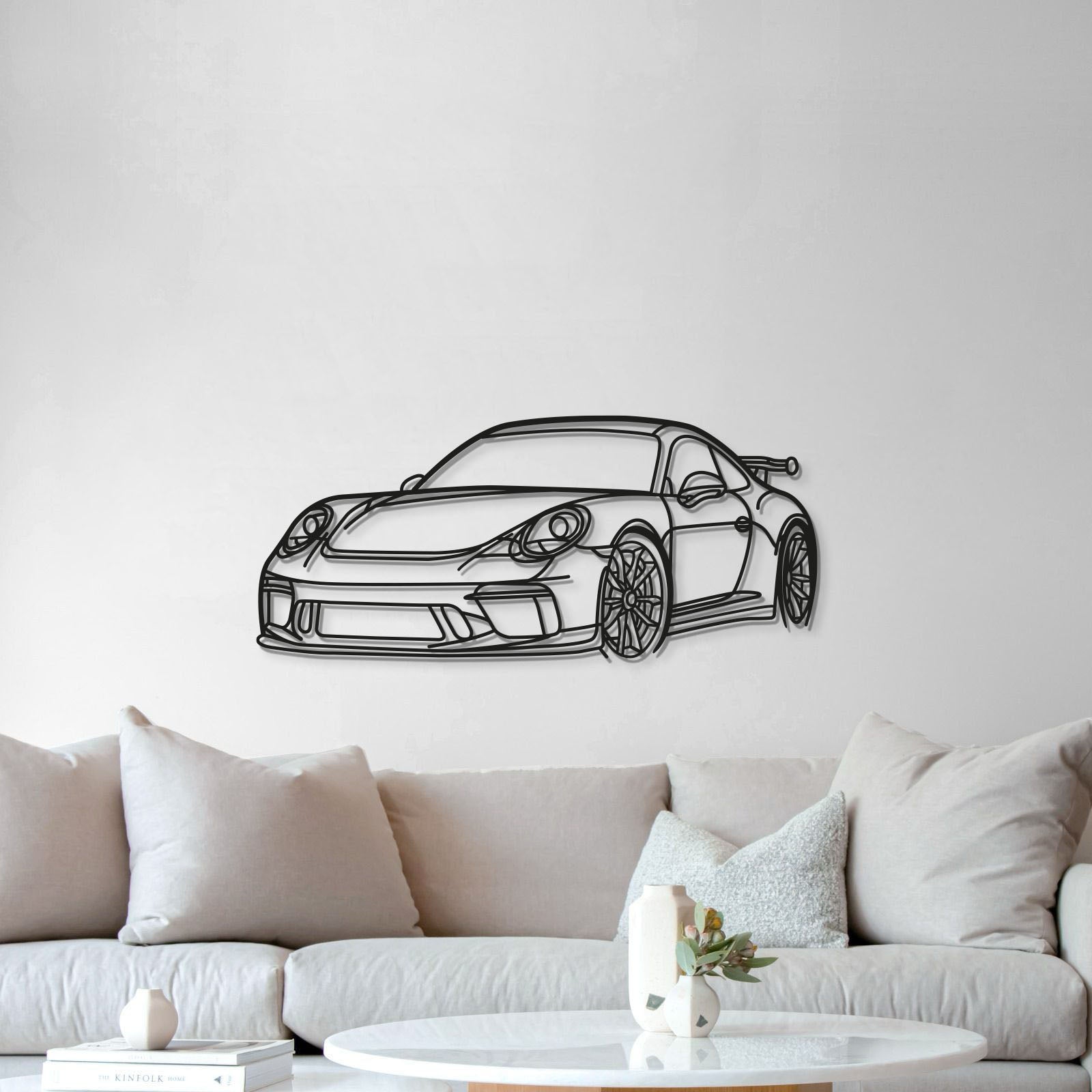 Porsche 911 GT3 Model 991 vintage perspective metal wall sculpture for living room display