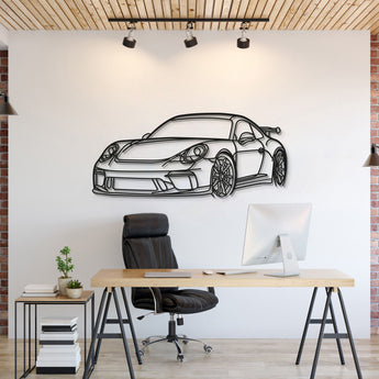 Porsche 911 GT3 Model 991 perspective metal car wall art silhouette for garage décor