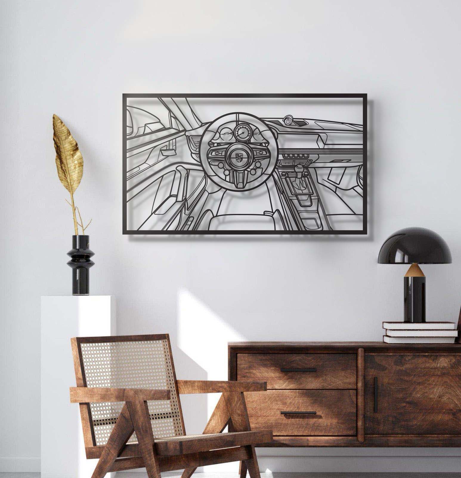 Automotive wall art: 911 GT3 992 cockpit metal design