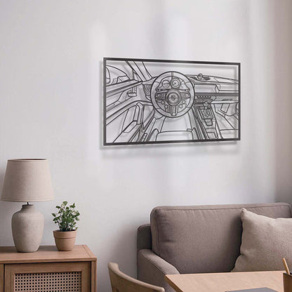 911 GT3 992 driver’s viewpoint in metal-framed wall decor