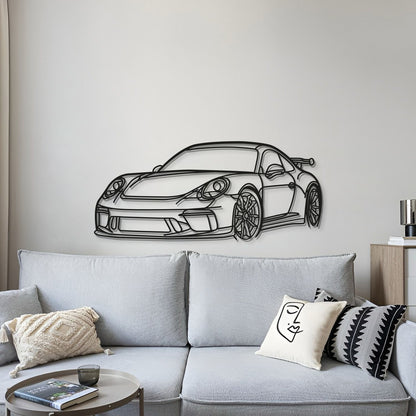 Classic Porsche 911 GT3 Model 991 metal wall decoration with perspective design for automotive collectors