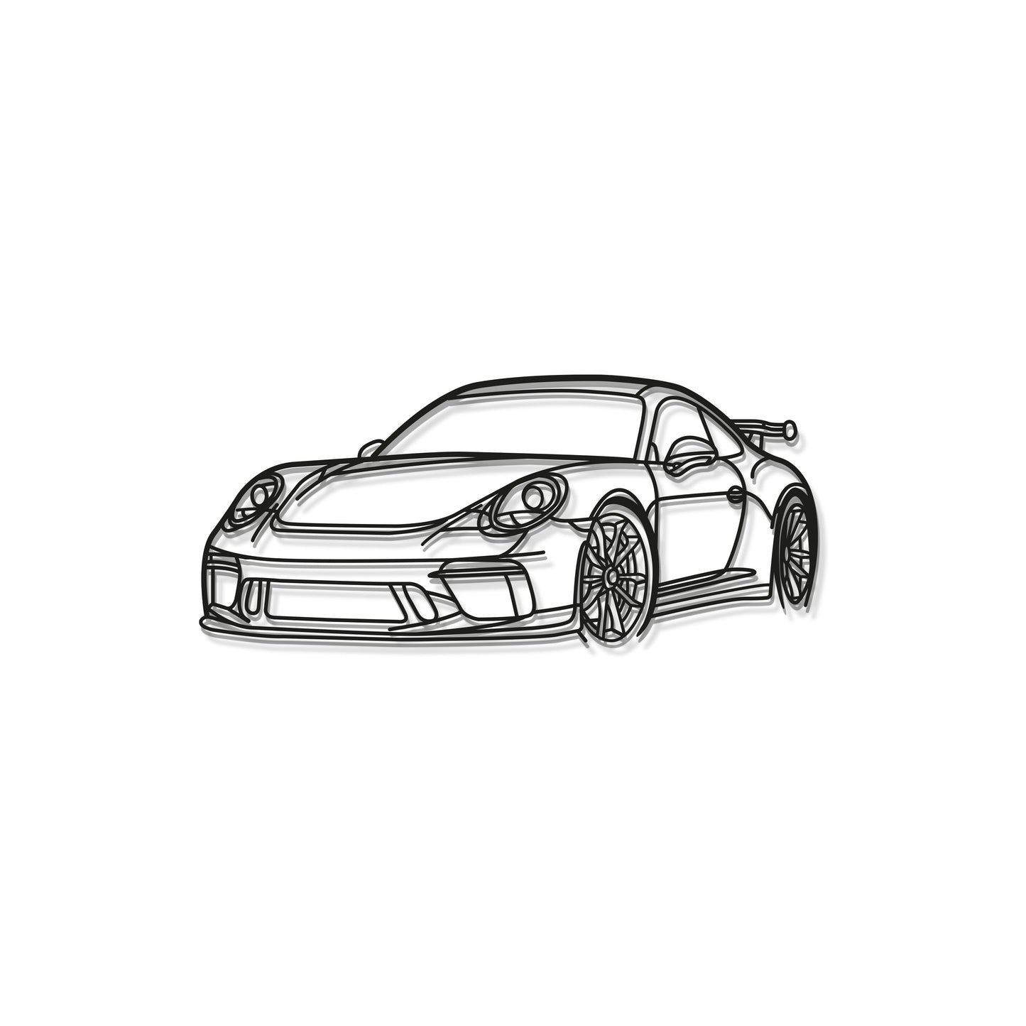 Laser cut steel Porsche 911 GT3 Model 991 perspective wall art perfect for motorsport enthusiasts