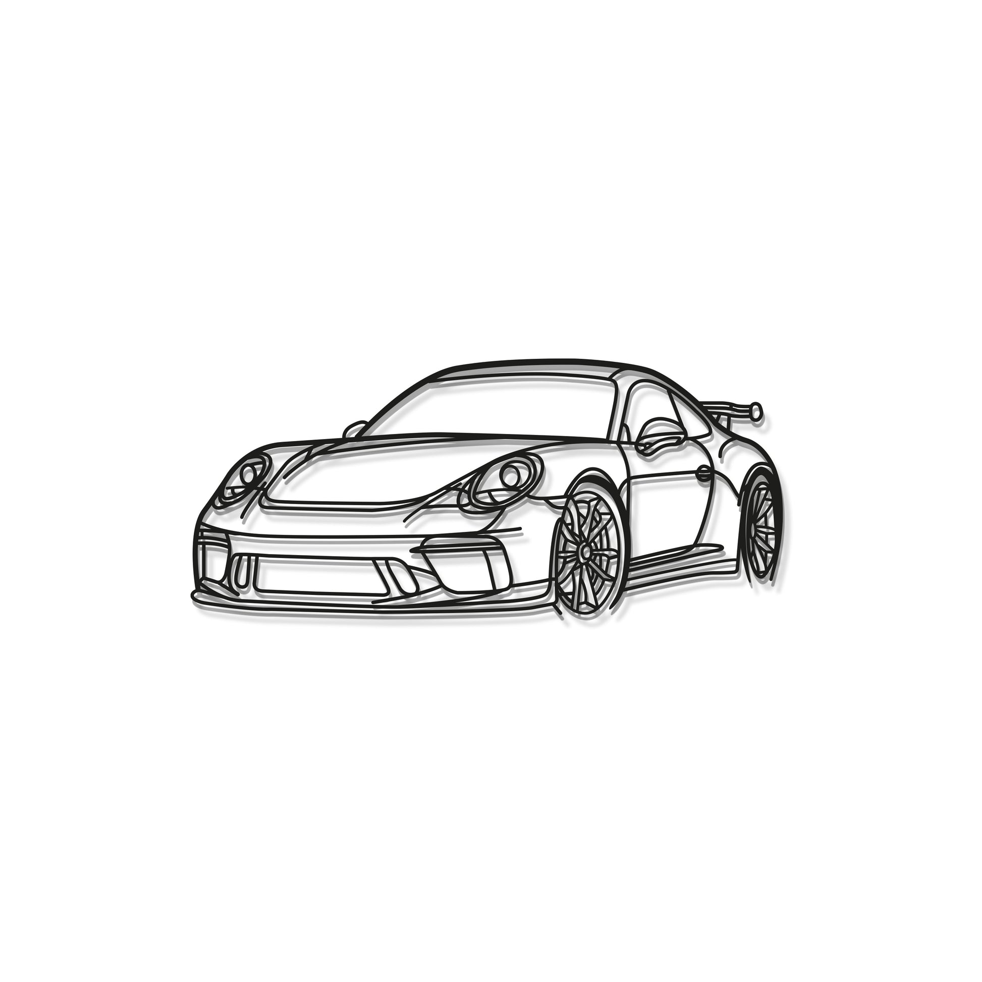Laser cut steel Porsche 911 GT3 Model 991 perspective wall art perfect for motorsport enthusiasts