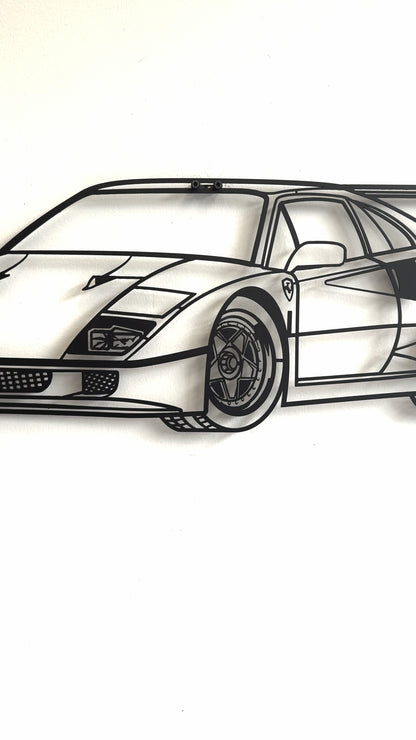 F40 Perspective Metal Car Wall Art - MT0438