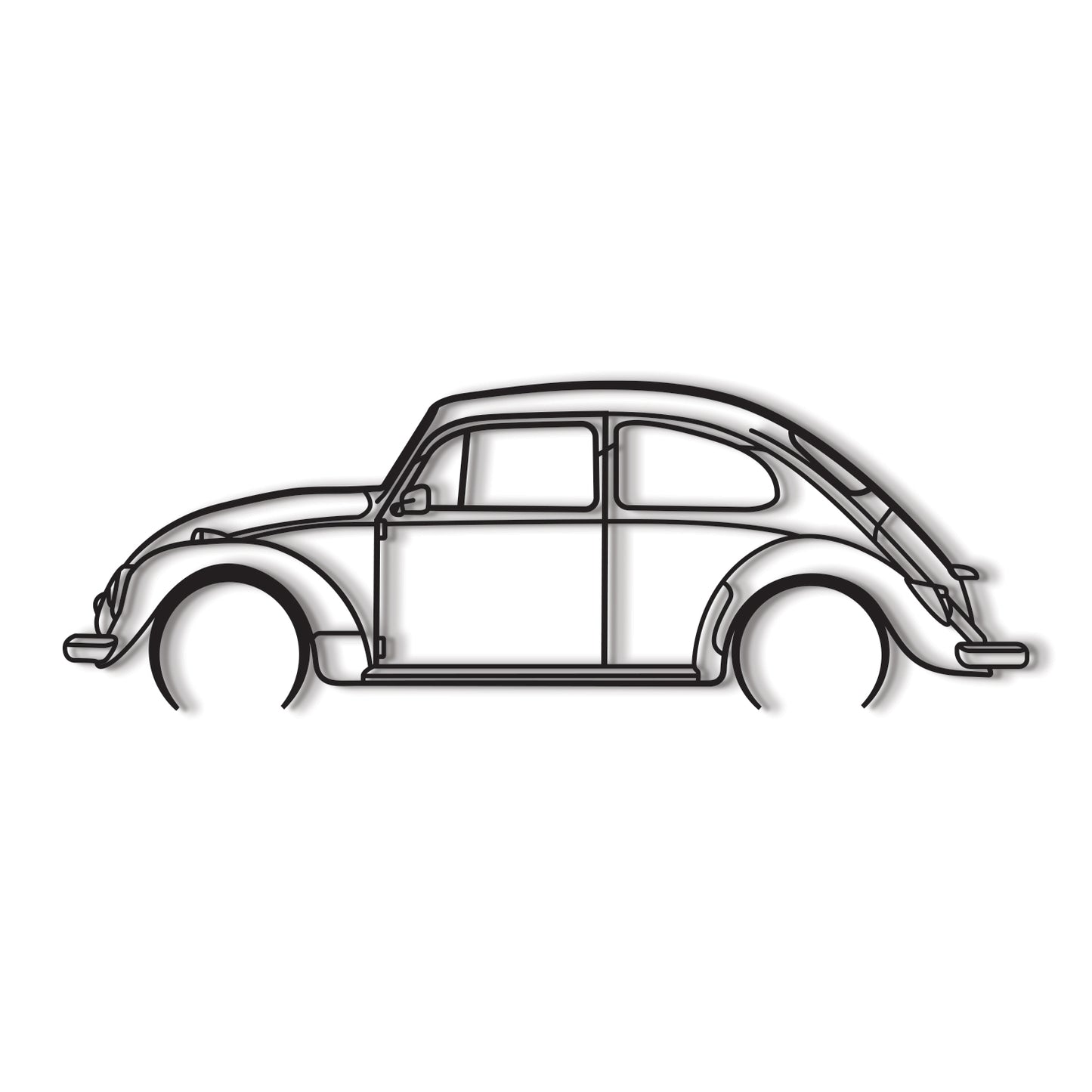 Industrial Style 1966 Volkswagen Beetle Metal Wall Decor Minimalist Silhouette