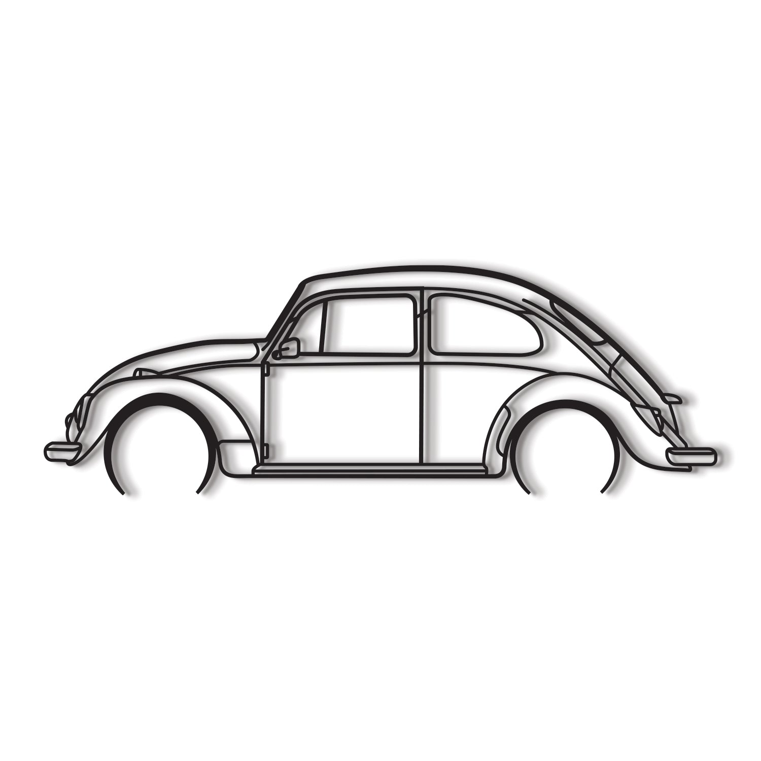 Industrial Style 1966 Volkswagen Beetle Metal Wall Decor Minimalist Silhouette